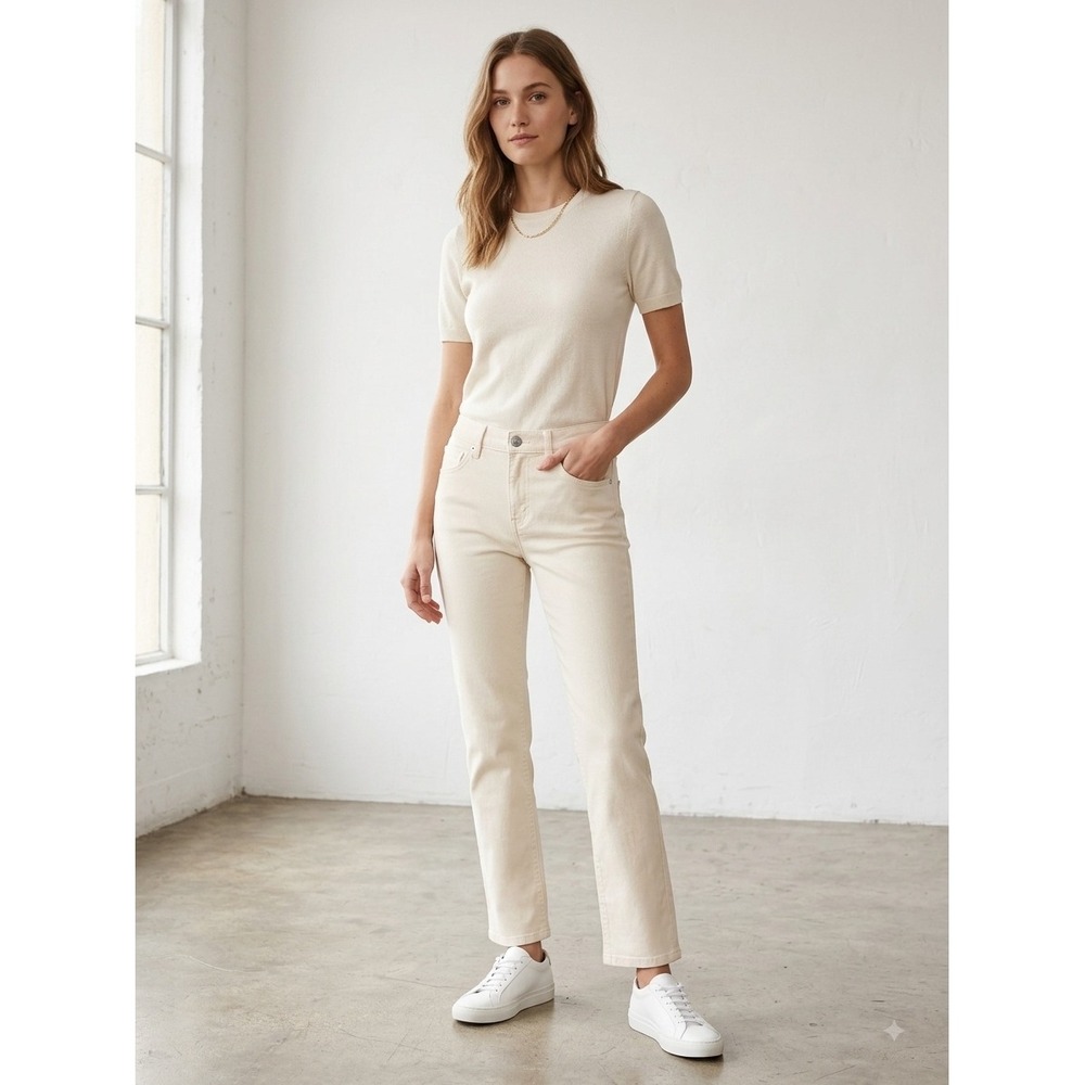 Bogner Cream Off White Straight Leg Jeans Women Size 4 Denim Chic Ski Classic